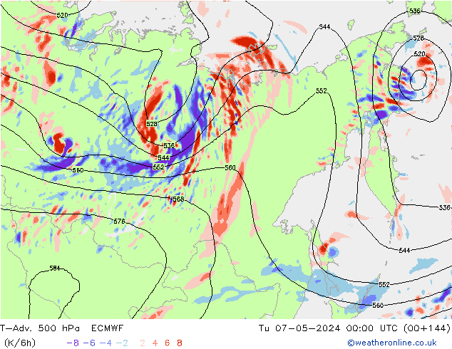 T-Adv. 500 hPa ECMWF Sa 07.05.2024 00 UTC