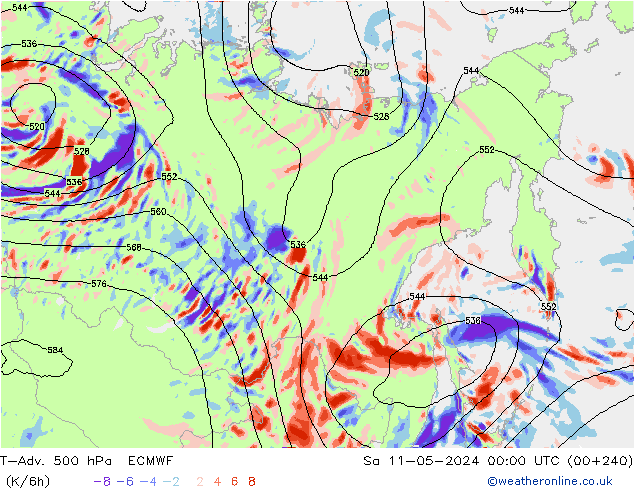 T-Adv. 500 hPa ECMWF sáb 11.05.2024 00 UTC