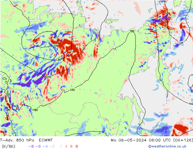 T-Adv. 850 hPa ECMWF Mo 06.05.2024 06 UTC