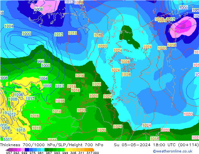 Thck 700-1000 hPa ECMWF  05.05.2024 18 UTC