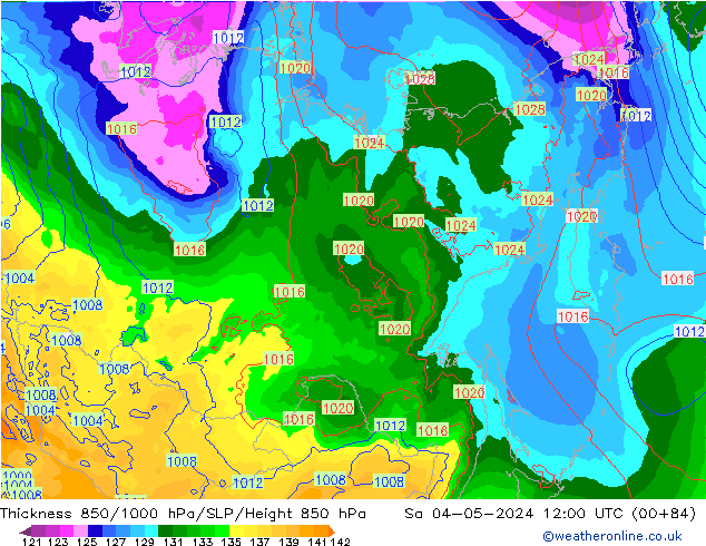 Thck 850-1000 hPa ECMWF sab 04.05.2024 12 UTC