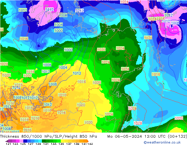 Thck 850-1000 hPa ECMWF Po 06.05.2024 12 UTC