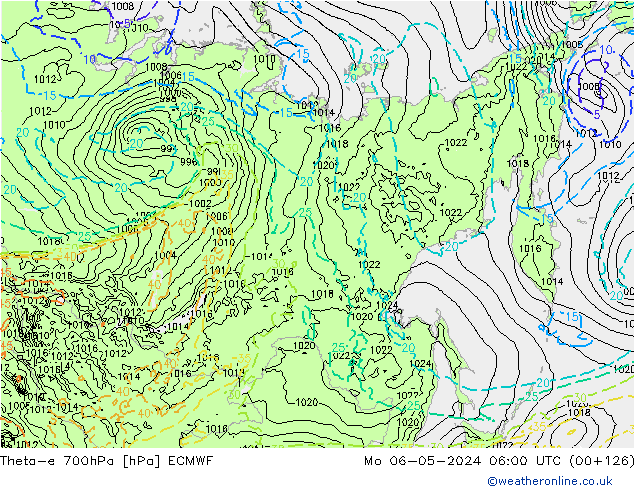 Theta-e 700hPa ECMWF  06.05.2024 06 UTC