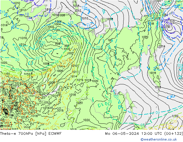 Theta-e 700hPa ECMWF lun 06.05.2024 12 UTC