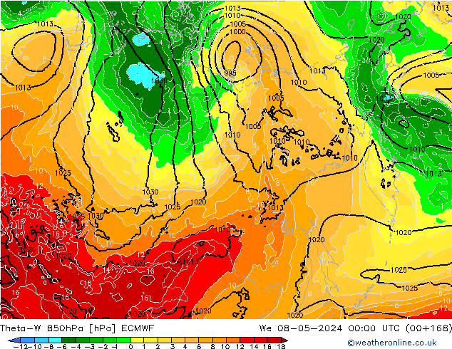 Theta-W 850hPa ECMWF We 08.05.2024 00 UTC