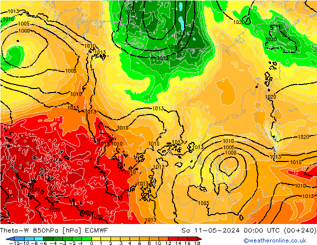 Theta-W 850hPa ECMWF sáb 11.05.2024 00 UTC