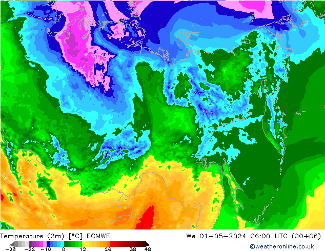 карта температуры ECMWF ср 01.05.2024 06 UTC