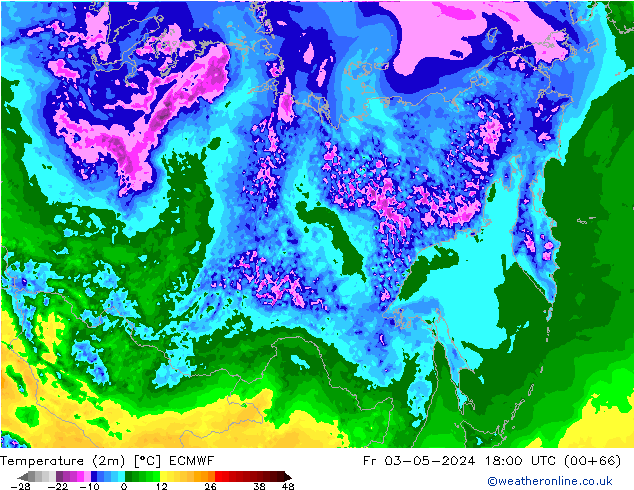 Temperature (2m) ECMWF Fr 03.05.2024 18 UTC