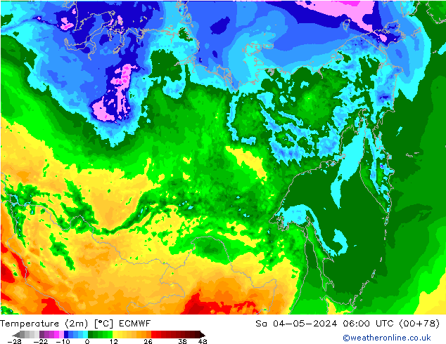 Temperature (2m) ECMWF Sa 04.05.2024 06 UTC