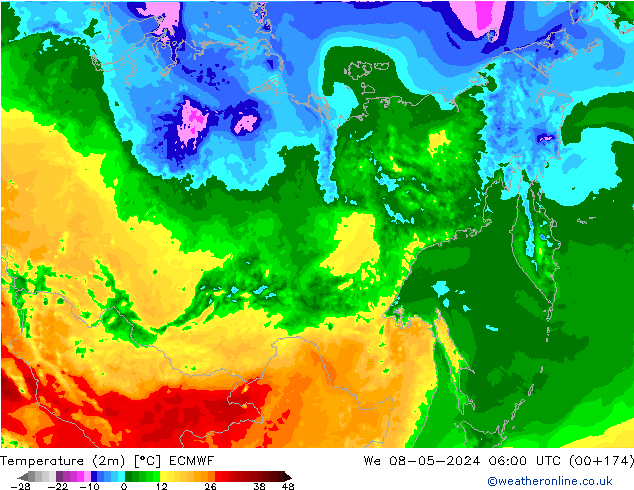 карта температуры ECMWF ср 08.05.2024 06 UTC