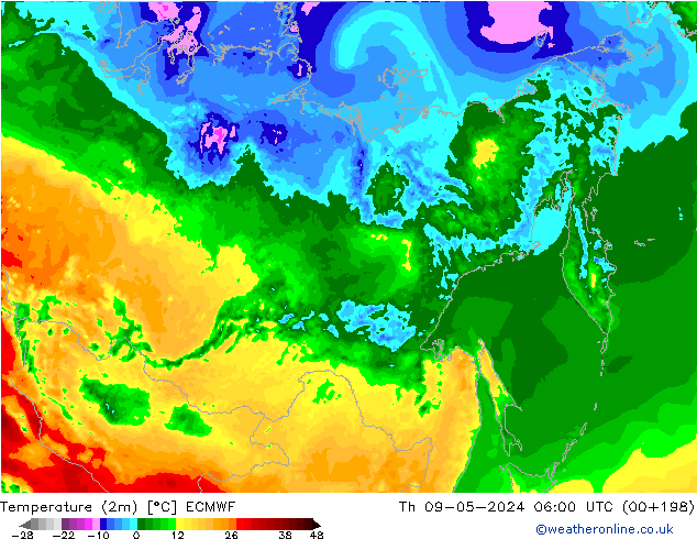 Temperature (2m) ECMWF Th 09.05.2024 06 UTC