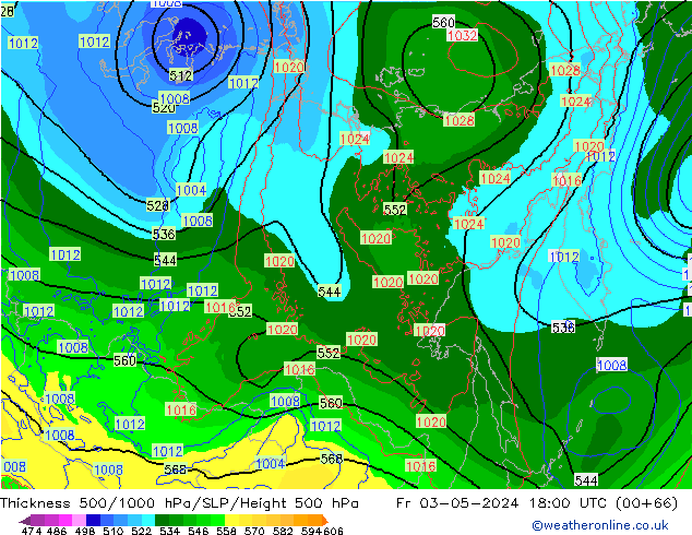 500-1000 hPa Kalınlığı ECMWF Cu 03.05.2024 18 UTC