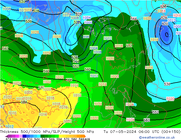 Thck 500-1000hPa ECMWF mar 07.05.2024 06 UTC