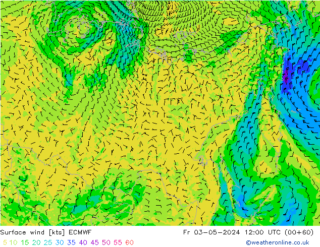 Surface wind ECMWF Fr 03.05.2024 12 UTC