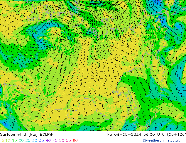 Surface wind ECMWF Mo 06.05.2024 06 UTC