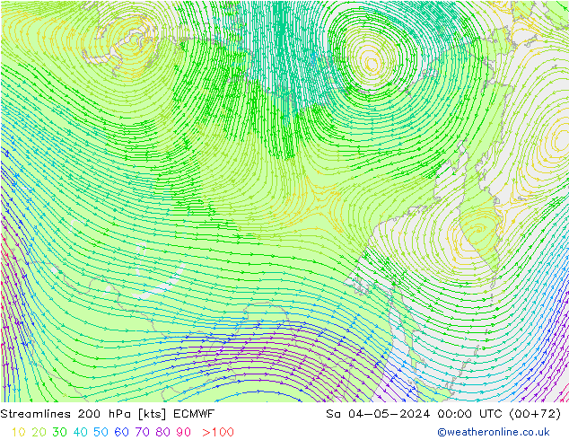 Streamlines 200 hPa ECMWF Sa 04.05.2024 00 UTC