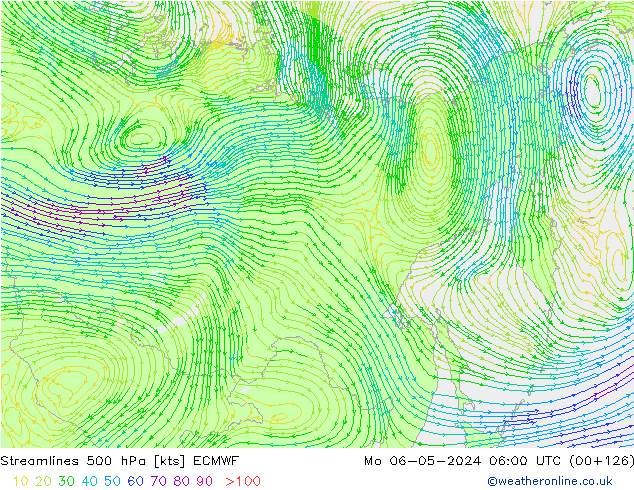 Stroomlijn 500 hPa ECMWF ma 06.05.2024 06 UTC