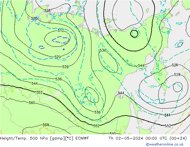 Z500/Rain (+SLP)/Z850 ECMWF Qui 02.05.2024 00 UTC