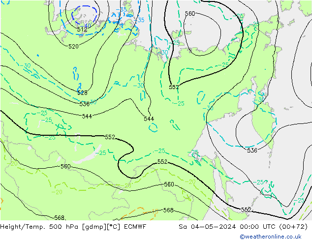 Height/Temp. 500 hPa ECMWF Sa 04.05.2024 00 UTC