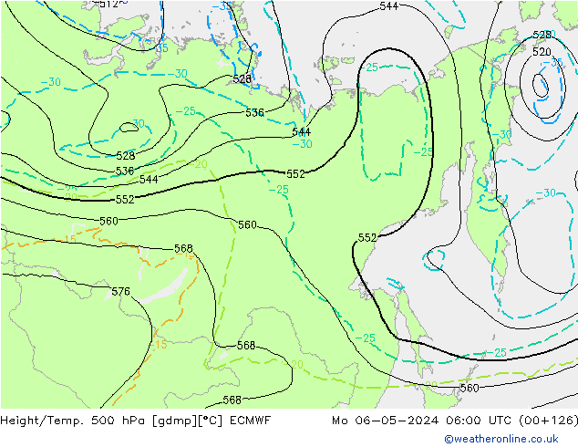 Z500/Rain (+SLP)/Z850 ECMWF пн 06.05.2024 06 UTC