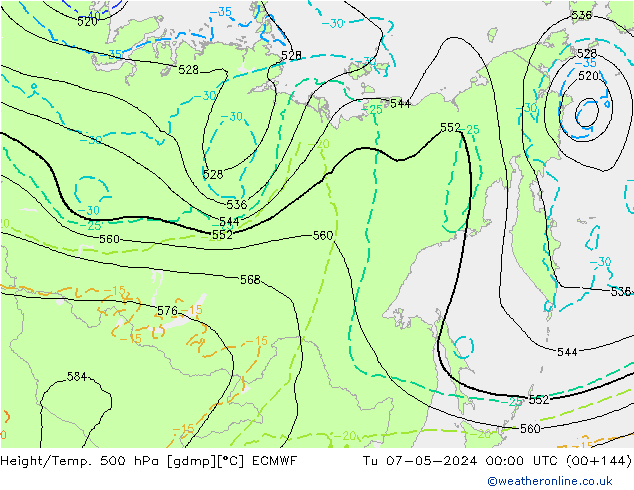 Z500/Rain (+SLP)/Z850 ECMWF ��� 07.05.2024 00 UTC