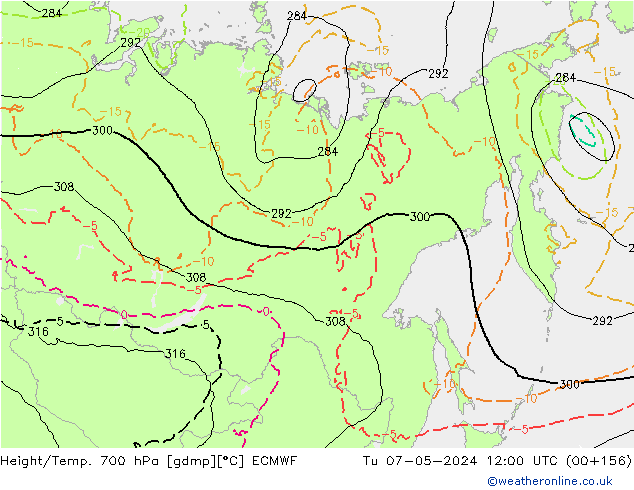 Height/Temp. 700 hPa ECMWF Ter 07.05.2024 12 UTC