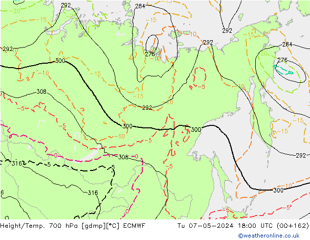 Height/Temp. 700 hPa ECMWF  07.05.2024 18 UTC