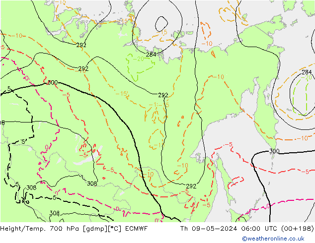 Height/Temp. 700 hPa ECMWF Th 09.05.2024 06 UTC