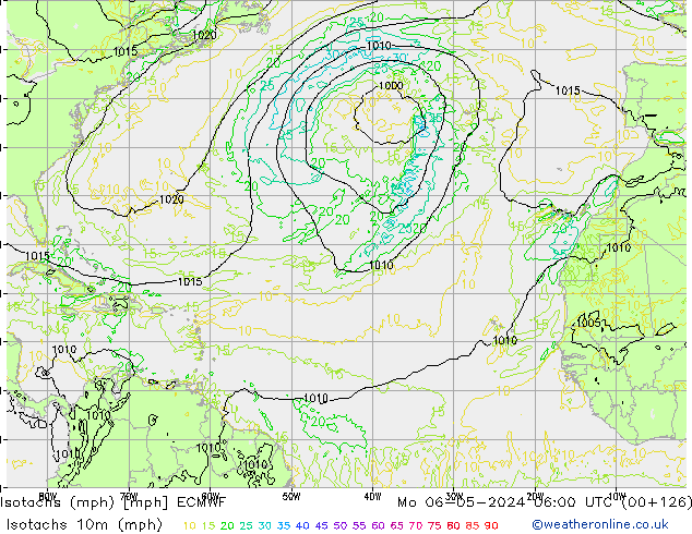 Isotachs (mph) ECMWF Po 06.05.2024 06 UTC