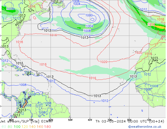 Jet Akımları/SLP ECMWF Per 02.05.2024 00 UTC