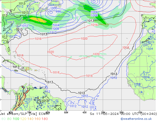 Jet stream/SLP ECMWF Sa 11.05.2024 00 UTC