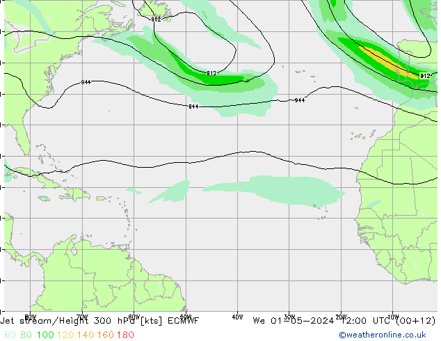 Jet stream/Height 300 hPa ECMWF We 01.05.2024 12 UTC