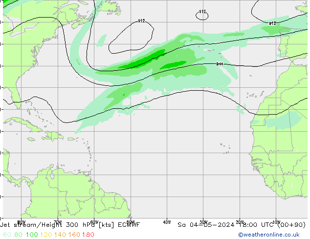 Jet stream/Height 300 hPa ECMWF Sa 04.05.2024 18 UTC