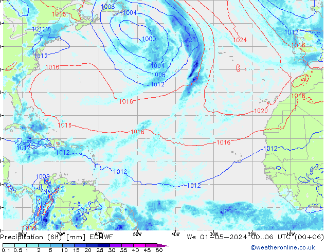 Z500/Rain (+SLP)/Z850 ECMWF ср 01.05.2024 06 UTC