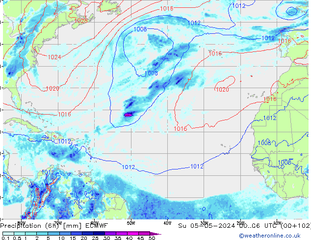 Z500/Rain (+SLP)/Z850 ECMWF Вс 05.05.2024 06 UTC