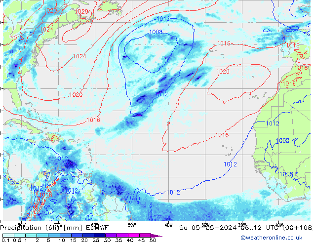 Z500/Rain (+SLP)/Z850 ECMWF Dom 05.05.2024 12 UTC