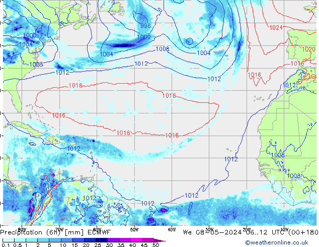 Z500/Rain (+SLP)/Z850 ECMWF We 08.05.2024 12 UTC