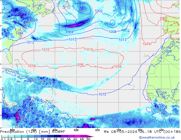 Precipitation (12h) ECMWF We 08.05.2024 18 UTC