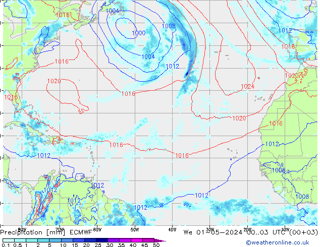 Precipitación ECMWF mié 01.05.2024 03 UTC