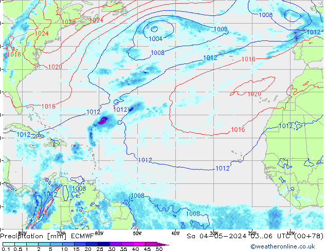 Srážky ECMWF So 04.05.2024 06 UTC