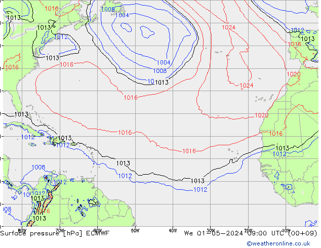 приземное давление ECMWF ср 01.05.2024 09 UTC