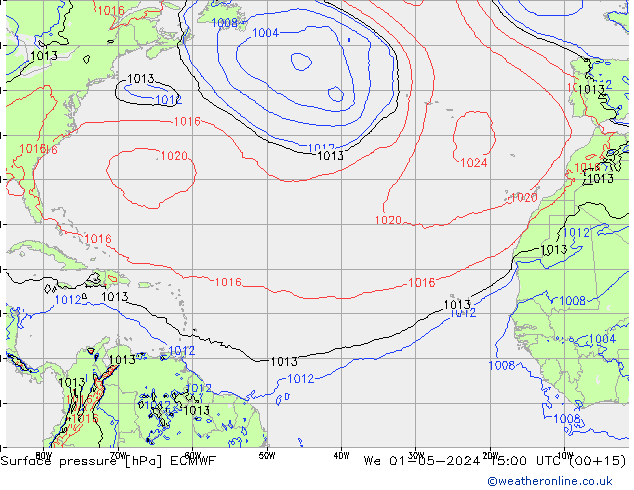 приземное давление ECMWF ср 01.05.2024 15 UTC