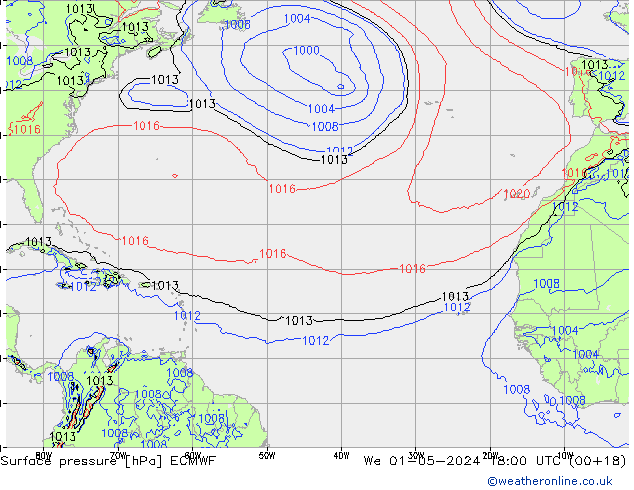 приземное давление ECMWF ср 01.05.2024 18 UTC