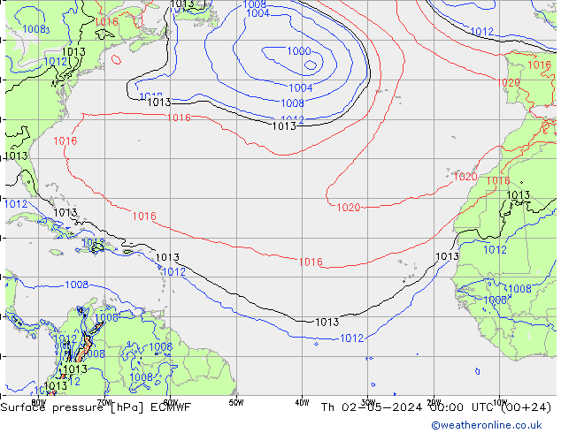 приземное давление ECMWF чт 02.05.2024 00 UTC