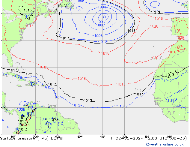 Surface pressure ECMWF Th 02.05.2024 12 UTC