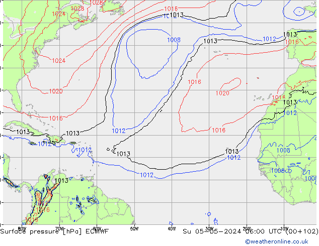 Surface pressure ECMWF Su 05.05.2024 06 UTC