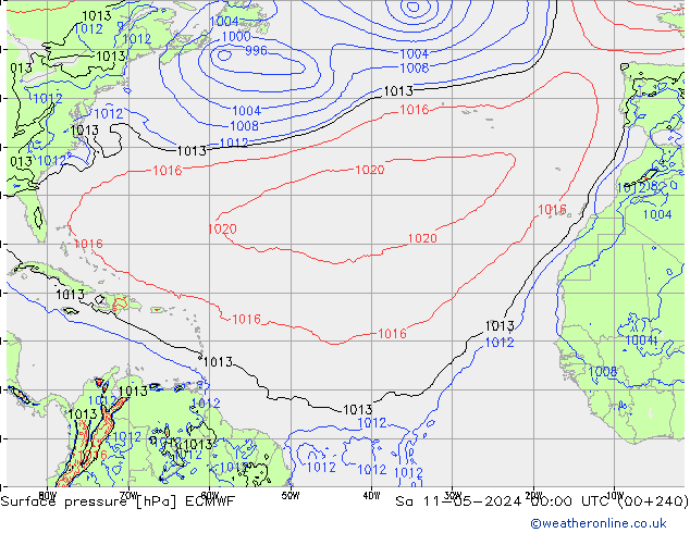 Surface pressure ECMWF Sa 11.05.2024 00 UTC