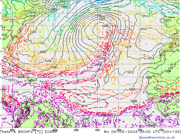 Theta-e 850hPa ECMWF ma 06.05.2024 06 UTC