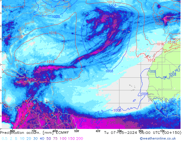 Precipitation accum. ECMWF wto. 07.05.2024 06 UTC