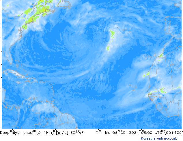 Deep layer shear (0-1km) ECMWF Po 06.05.2024 06 UTC